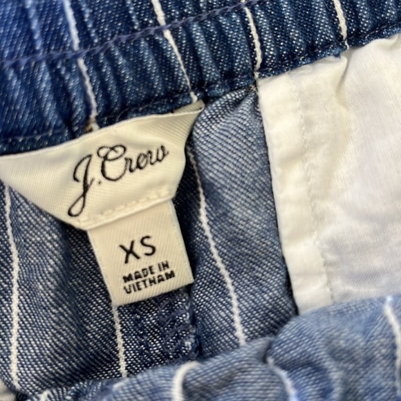 SOLD! J.Crew sea side cotton tie waist pull on short in indigo stripe - Picture 3 of 6